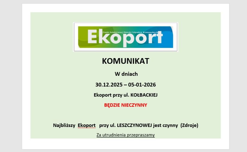 Komunikat organizacyjny