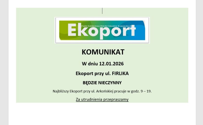 Komunikat organizacyjny