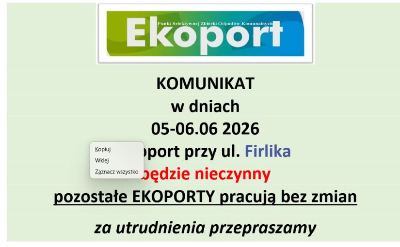 Komunikat organizacyjny